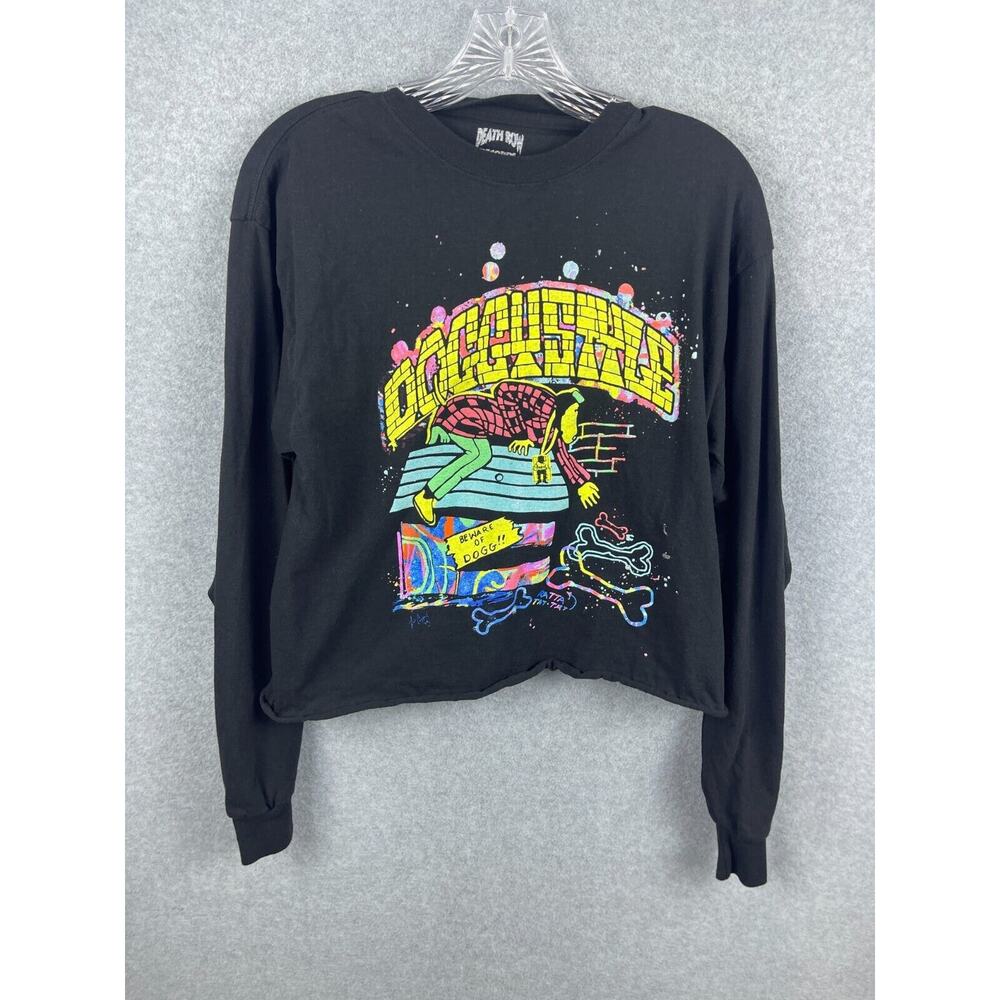 Death Row Snoop Doggy Dogg Doggy‎ Style Shirt M Black Long Sleeve Crop Cutoff